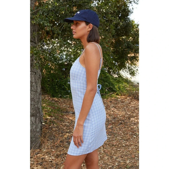 BRANDY MELVILLE John Galt Blue Plaid Colleen Mini Dress - Picture 3 of 9